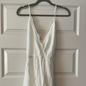 Tularosa White Romper with Lace Trim